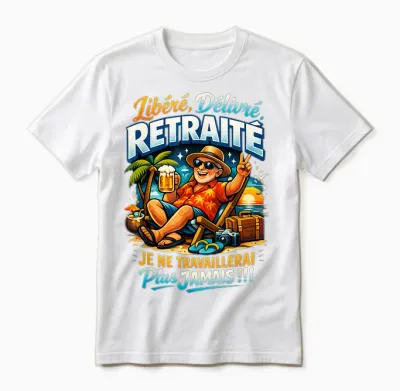 Cadeau Départ Retraite Homme Original Humour Libéré Délivré Unisex T-Shirt - White