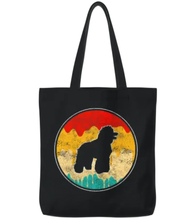Poodle Retro Tote Bags - Black