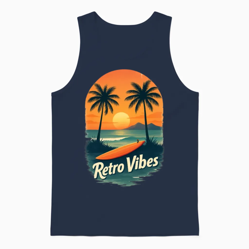 Retro Vibes Unisex Tank Top in Navy