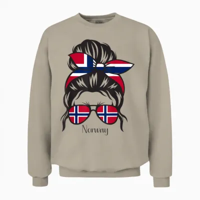 Norwegisches Mädchen Norwegen Wurzeln Norwegen Flagge Unisex Sweatshirt - Sand