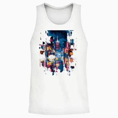 Japanischer Regen Backprint Unisex Tank Top - White