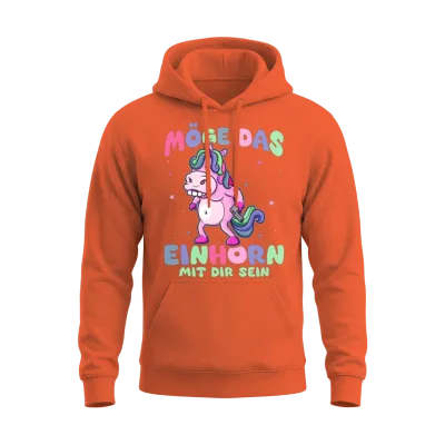 Funny Mythical Creatures, Dinosaurs, Funny Unicorn Unisex Hoodie - Orange