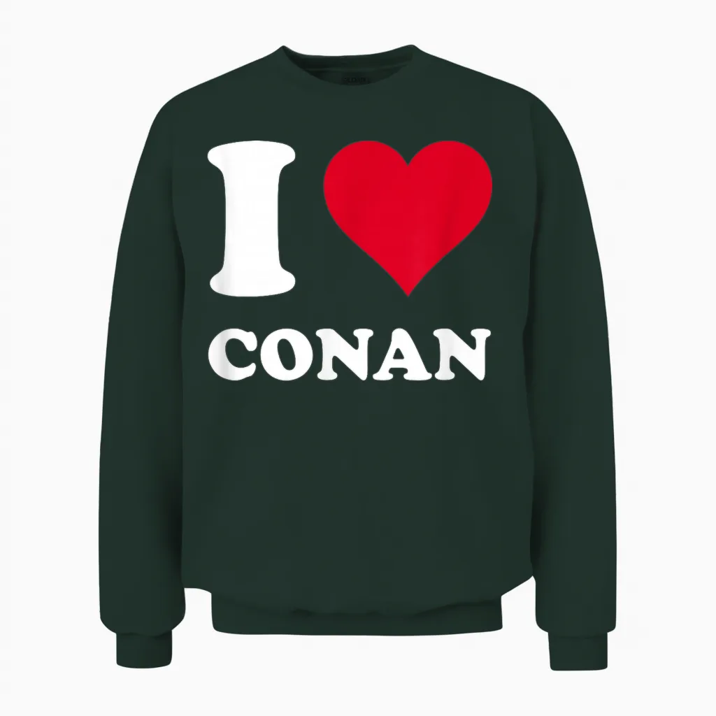 Red Heart I Love Conan Unisex Sweatshirt in Forest