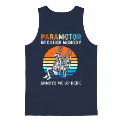 Nobody Annoys Me Up Here Retro Sunset Paramotoring Unisex Tank Top - Navy
