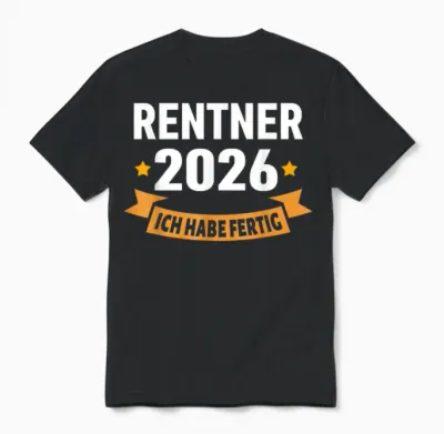Rente 2026 T-Shirt with German Text "ich Habe Fertig Rentner" Unisex T-Shirt - Black