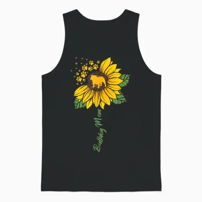 Bulldog Mom Sunflower English Bulldog Lover Gifts Dog Mama Unisex Tank Top - Black