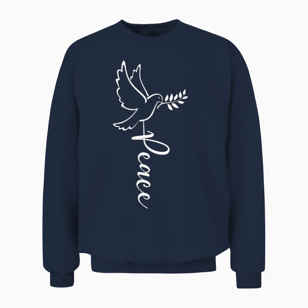 Dove of Peace for Freedom and Happiness with Peace T-Shirt, Black Unisex Sweatshirt in Navy