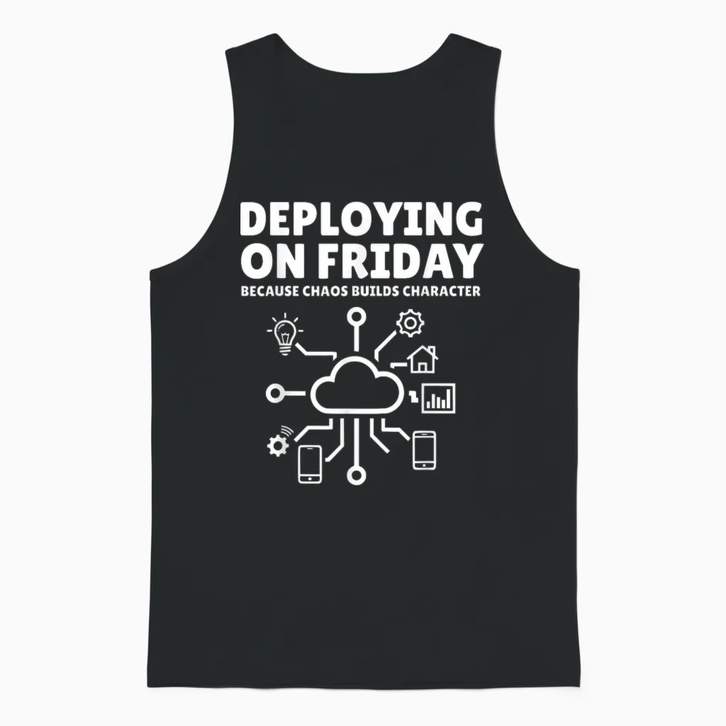 Déployer Le Vendredi Parce Que Le Chaos Construit Un Personnage Drôle Unisex Tank Top in Black