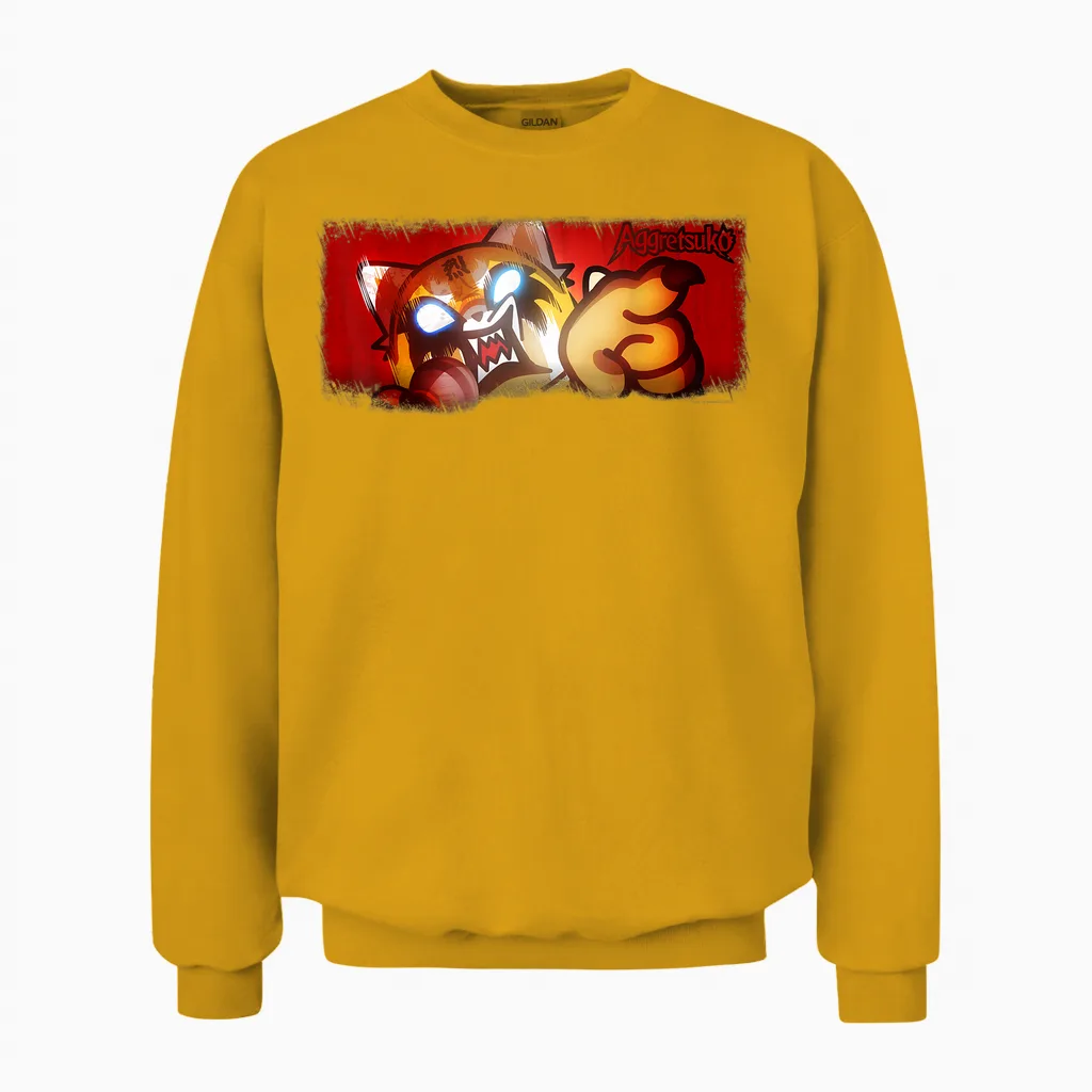 Aggretsuko Ultimate Rage Unisex Sweatshirt in Gold