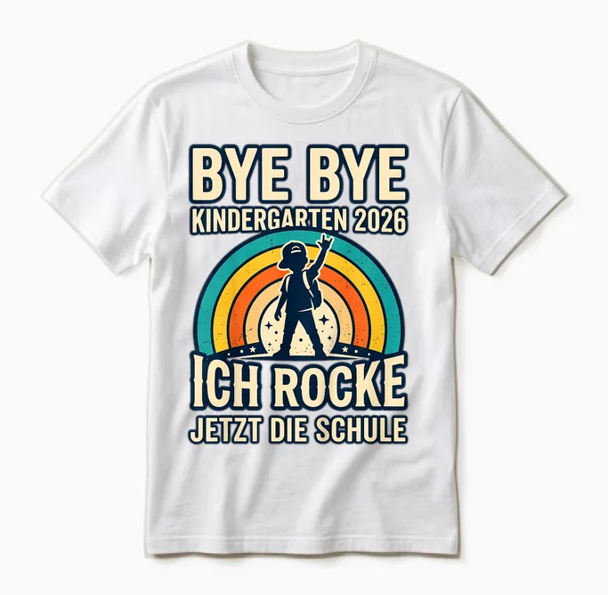 Kinder Bye Bye Kindergarten 2026 Einschulung Unisex T-Shirt in White