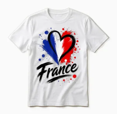 Beau Drapeau I Love France Vacation Travel Lovely Heart Unisex T-Shirt - White