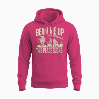 Beam Me Up This Place Sucks Retro-Raumschiff Funny Unisex Hoodie - Heliconia