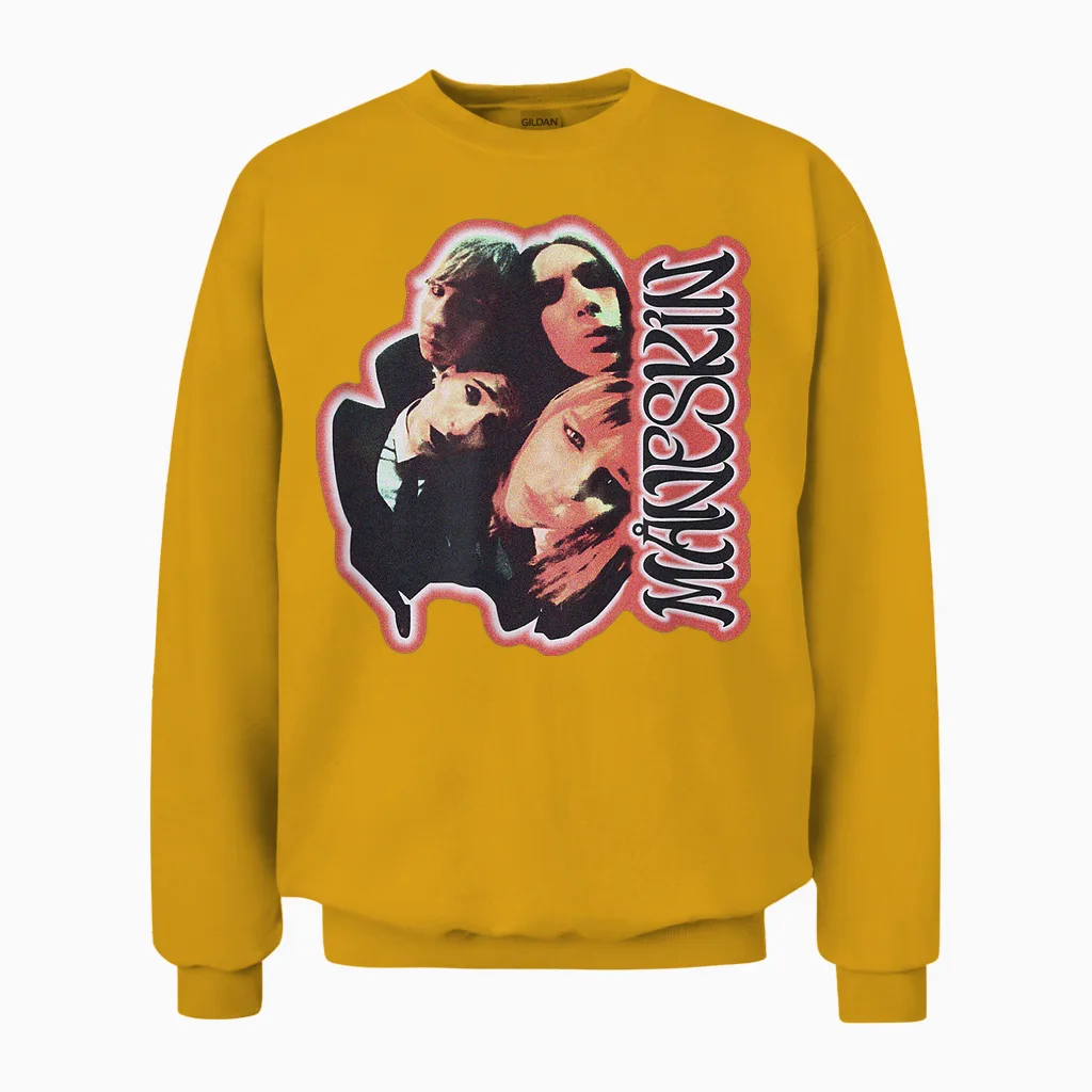 Måneskin Fisheye T-Shirt, Unisex Erwachsene, Weiß, S, Kurzarm, Unisex Sweatshirt in Gold