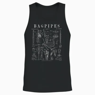 Bagpipe Bagpipe Player Vintage Patent Musician Unisex Tank Top - Black