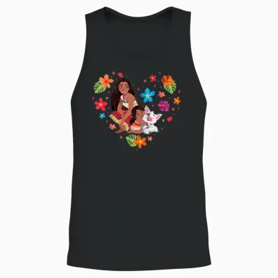 Disney Moana 2 Moana Simea and Pua Tropical Heart Sisters T-Shirt, Blue, S Unisex Tank Top - Black