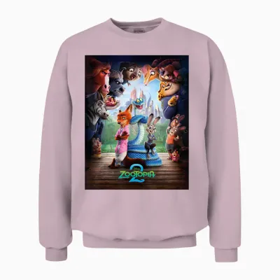 Disney Zootopia 2 Nick Judy & Gary Surrounded Poster Art Unisex Sweatshirt - Light Pink