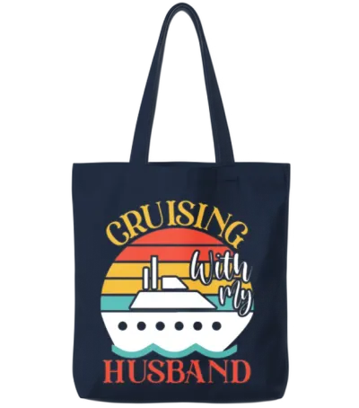 Cute Cruising with My Husband Cruising Cruise Love Tote Bags - Navy