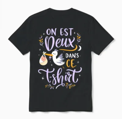 Pregnancy Announcement One Is Two in This Unisex T-Shirt - Black