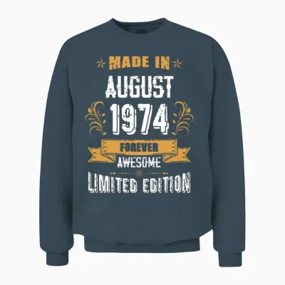 August 1974 Vintage Birthday Present Unisex Sweatshirt - Dark Heather