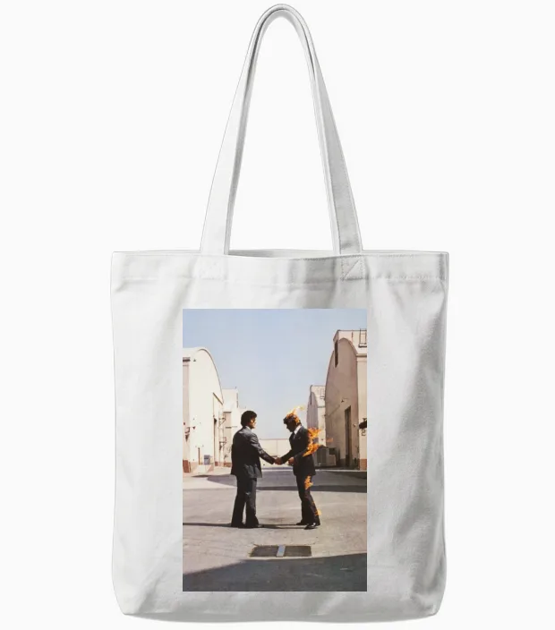 Pink Floyd Wish You Were Here Album Cover Tote Bags in White