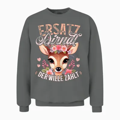Ersatz Dirndl T-Shirt Damen Trachtenshirt Mädchen Trachten Unisex Sweatshirt - Graphite Heather