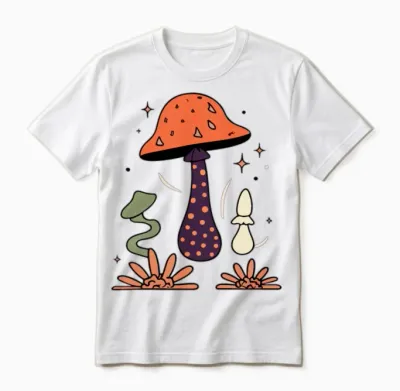 Retro 70s Mushrooms Unisex T-Shirt - White