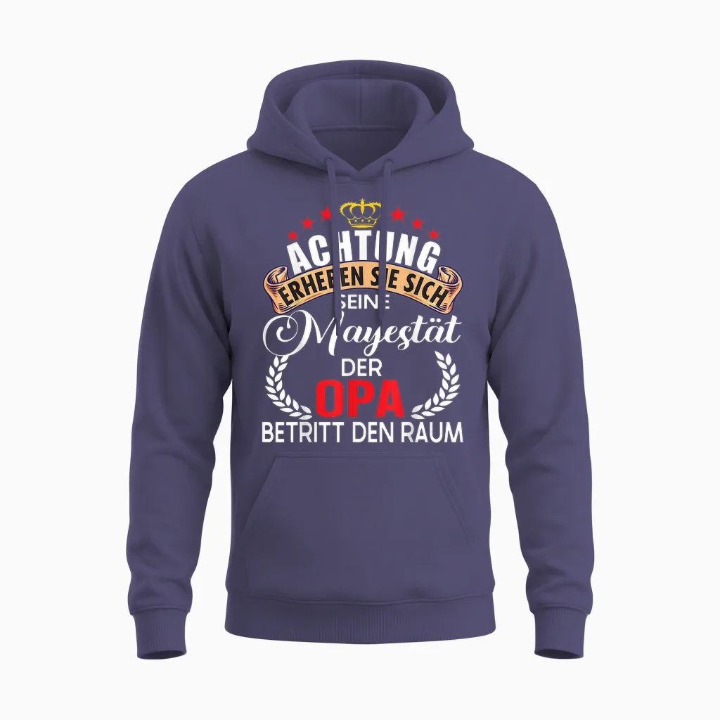 Achtung Seine Majestät Der Opa Spruch Vatertag Geburtstag Unisex Hoodie in Heather Sport Dark Navy