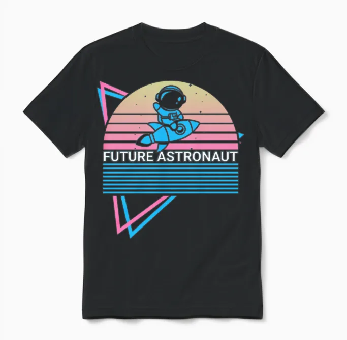 Astronaut Retro Unisex T-Shirt in Black
