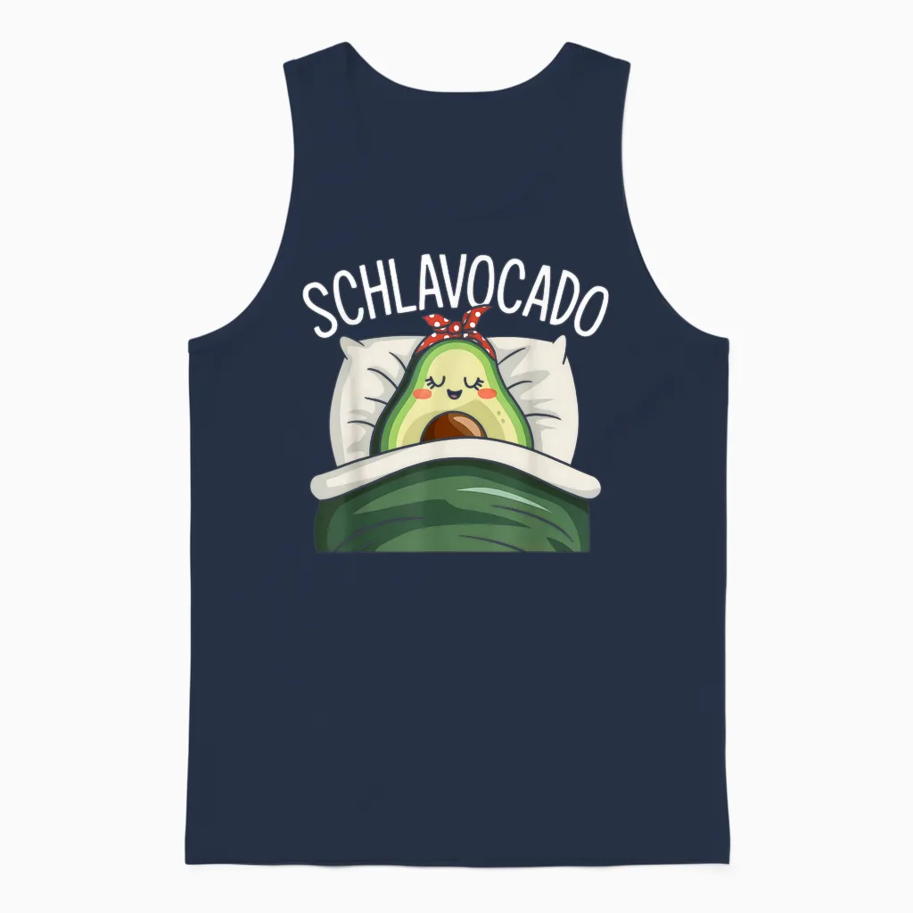 Schlavocado Pyjamas Avocado Sleep Shirt T-Shirt, Black Unisex Tank Top in Navy