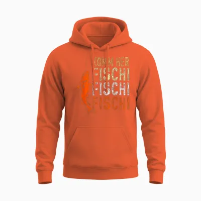 T-Shirt with German Text "komm Her Fischi Fischi" Unisex Hoodie - Orange