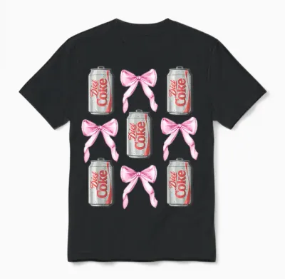 Coca-Cola Diet Coke & Pink Bows Collage Logo Vintage Unisex T-Shirt - Black
