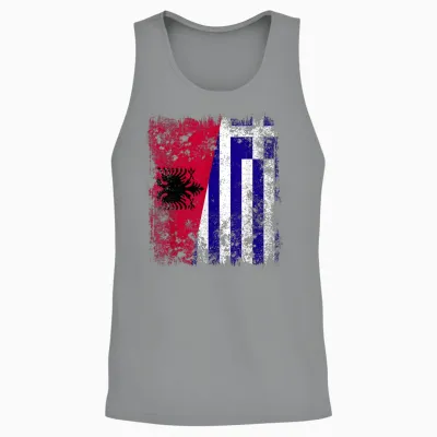 Albania Greece Half Flag Albanian Greek Hellas Heritage Unisex Tank Top - Sport Grey