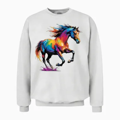 Rainbow Horse Splash Unisex Sweatshirt - White