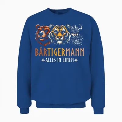 Bärtigermann Alles in Ein Bear Tiger Man Viking T-Shirt, Black Unisex Sweatshirt - Royal
