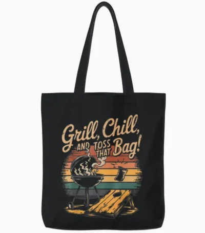 Lustiges Bbq -Bier Cornhole Tote Bags - Black