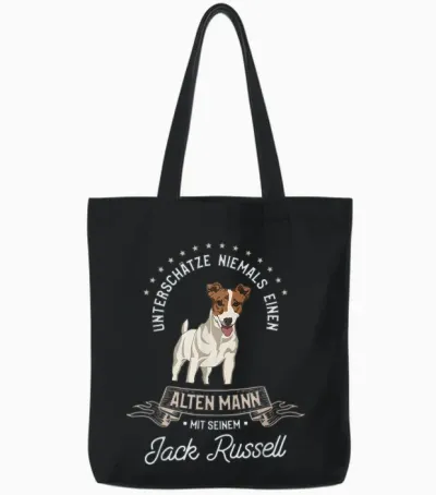 Unterschätze Niemals Einen Alten Mann Mit Seinem Jack Russel Tote Bags - Black