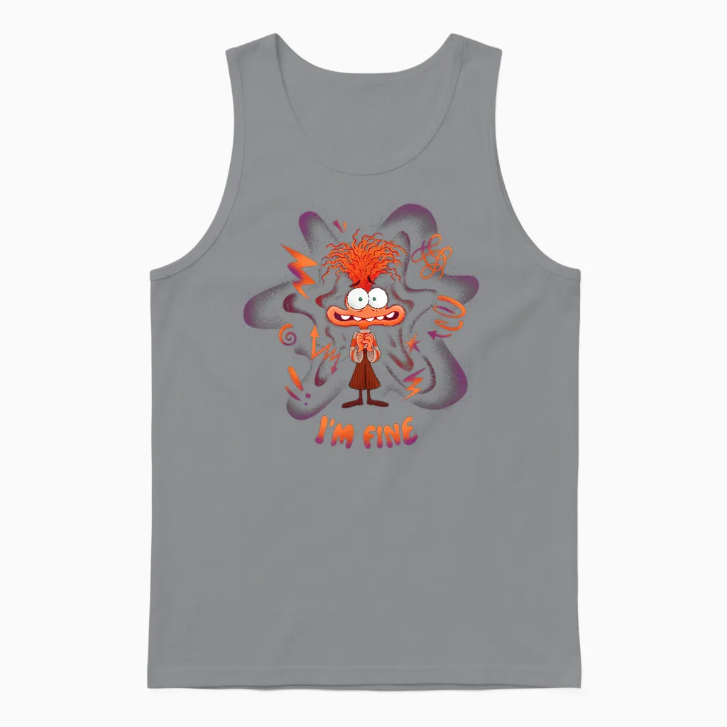 Disney and Pixar's Inside Out 2 Emotions Anxiety I'm Fine Unisex Tank Top in Sport Grey