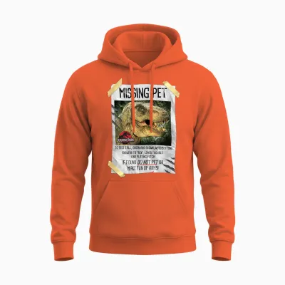 Jurassic Park Missing Pet T-Rex Poster Taped Unisex Hoodie - Orange