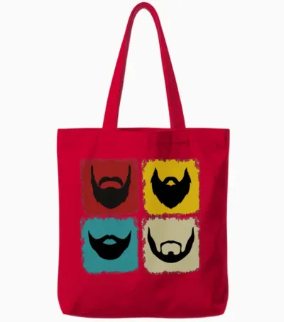 Retro Sunset Beard Life Tote Bags - Red