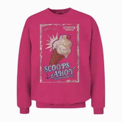 Stranger Things Scoops Ahoy Ice Cream Cone Vintage Unisex Sweatshirt - Heliconia