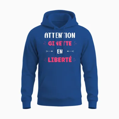 Attention Ginette En Liberté Name Funny Quote Ginette Unisex Hoodie - Royal