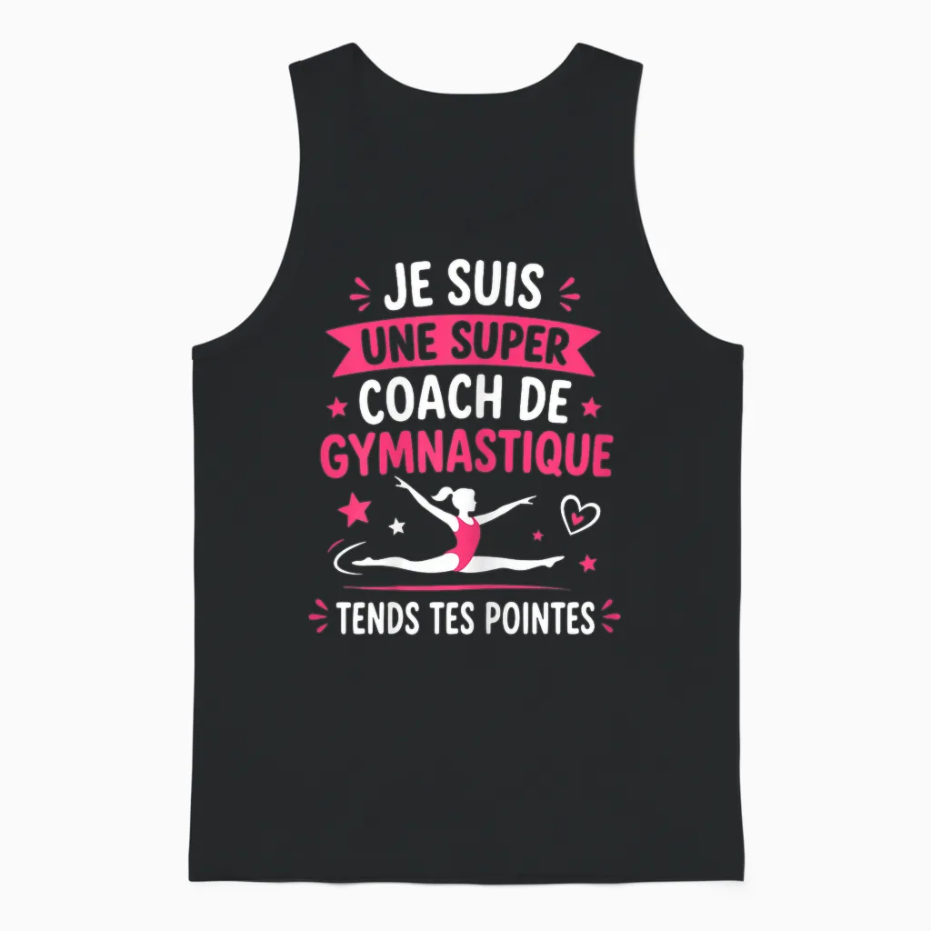 Gym Teacher Humor Je Suis Une Super Coach De Gymnastique Unisex Tank Top in Black