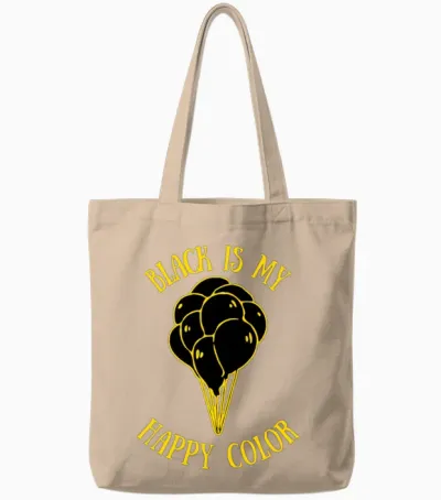 Black Is My Happy Color Tote Bags - Natural