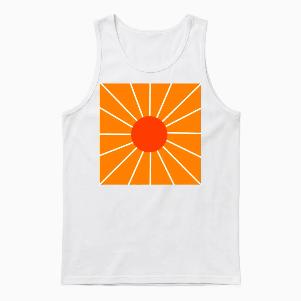 Retro Sunset Orange and Yellow Unisex Tank Top in White