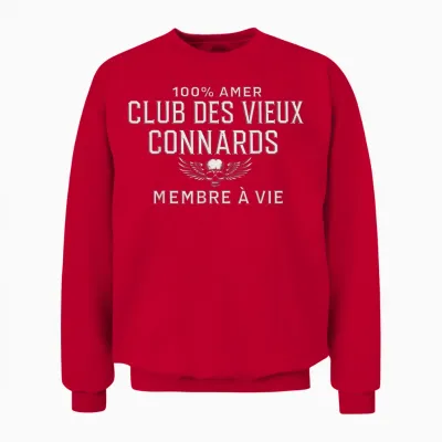 100% Amer Club Des Vieux Connards Membre à Vie Unisex Sweatshirt - Red