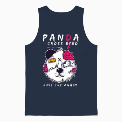 Panda for Black Unisex Tank Top - Navy