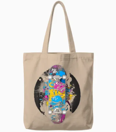 Skateboard Graffiti Skater Tote Bags - Natural