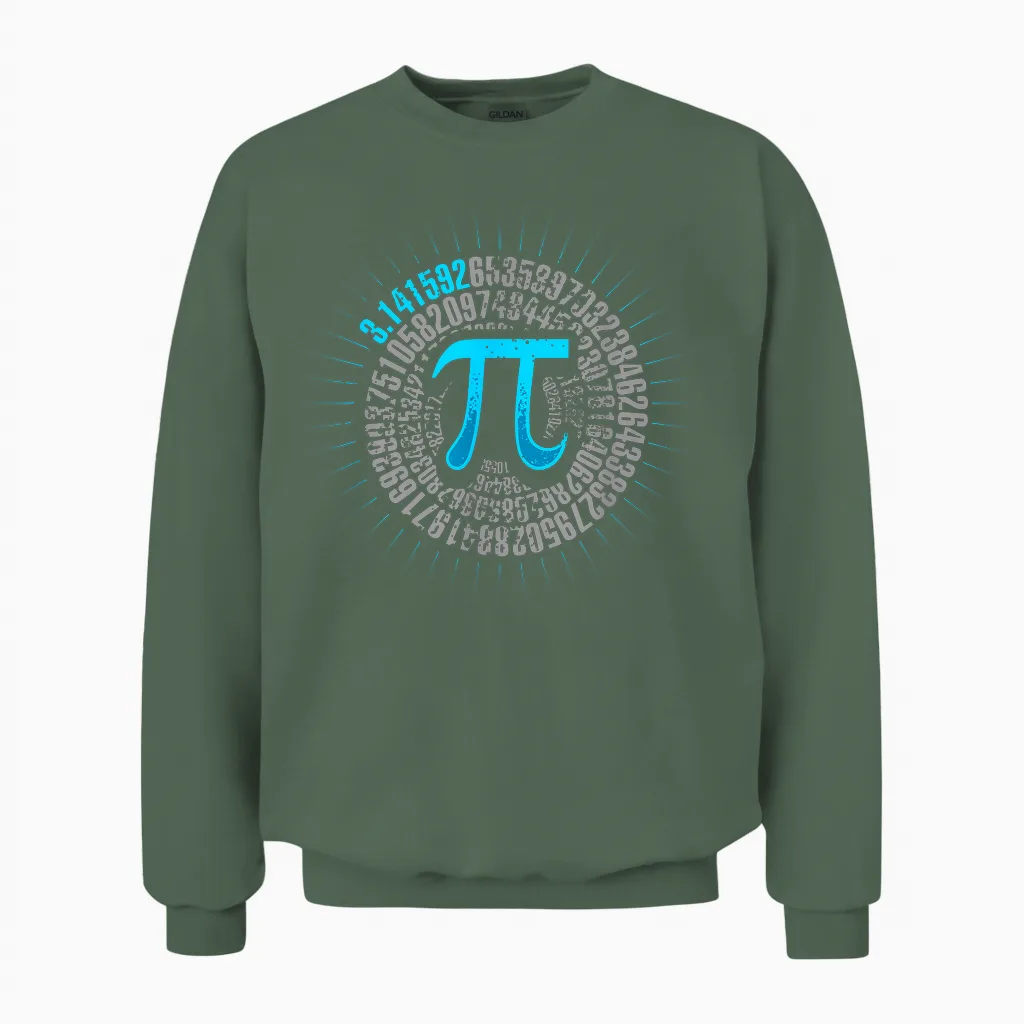 Math Pi Spiral Shirt Pi Symbol 314 Pi Day Math Lover Teacher T-Shirt, Black Unisex Sweatshirt in Military Green