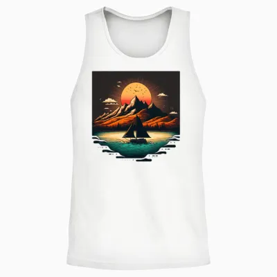 Retro Sunset Unisex Tank Top - White