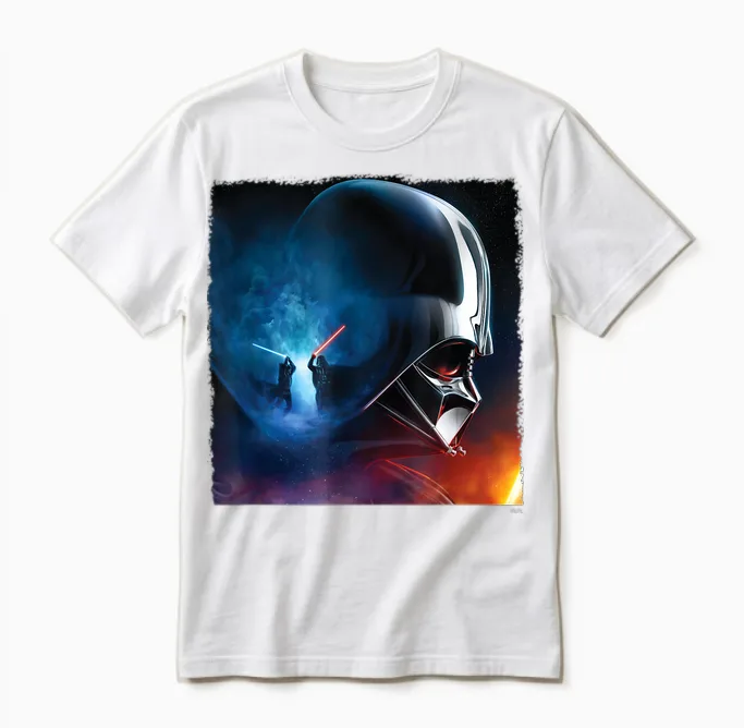 Star Wars Obi-Wan Kenobi vs Darth Vader T-Shirt, Black Unisex T-Shirt in White